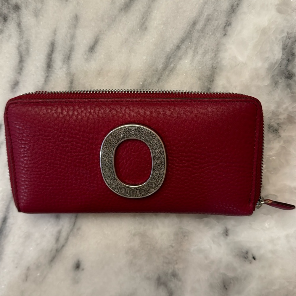 Brighton FERRARA Large Lipstick RED Zip Around Leather Wallet Crossbody - Picture 2 of 5